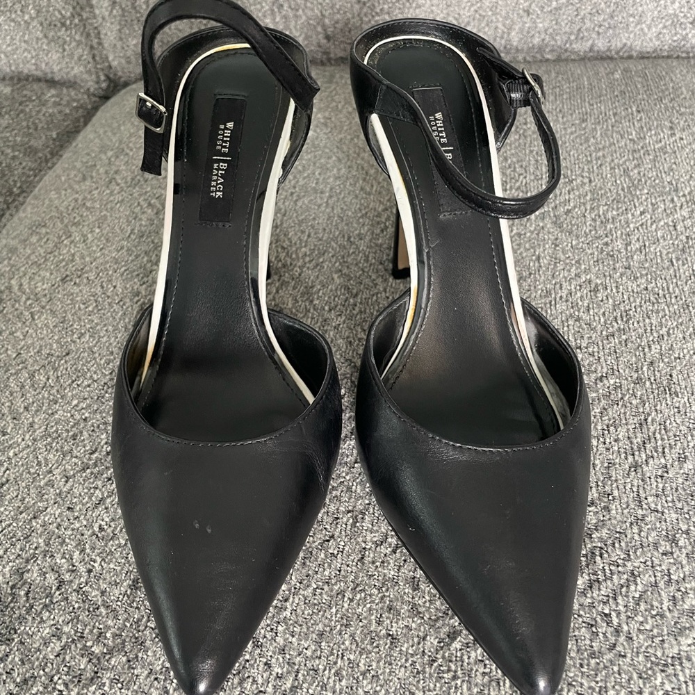 WH/BM Black Strap Mule Heel